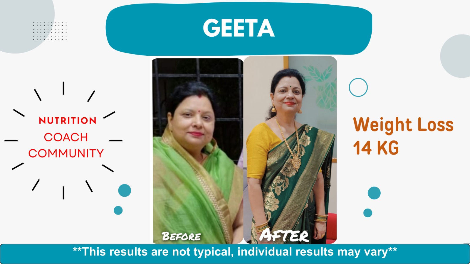 Geeta transformation — Weight Loss 14 KG