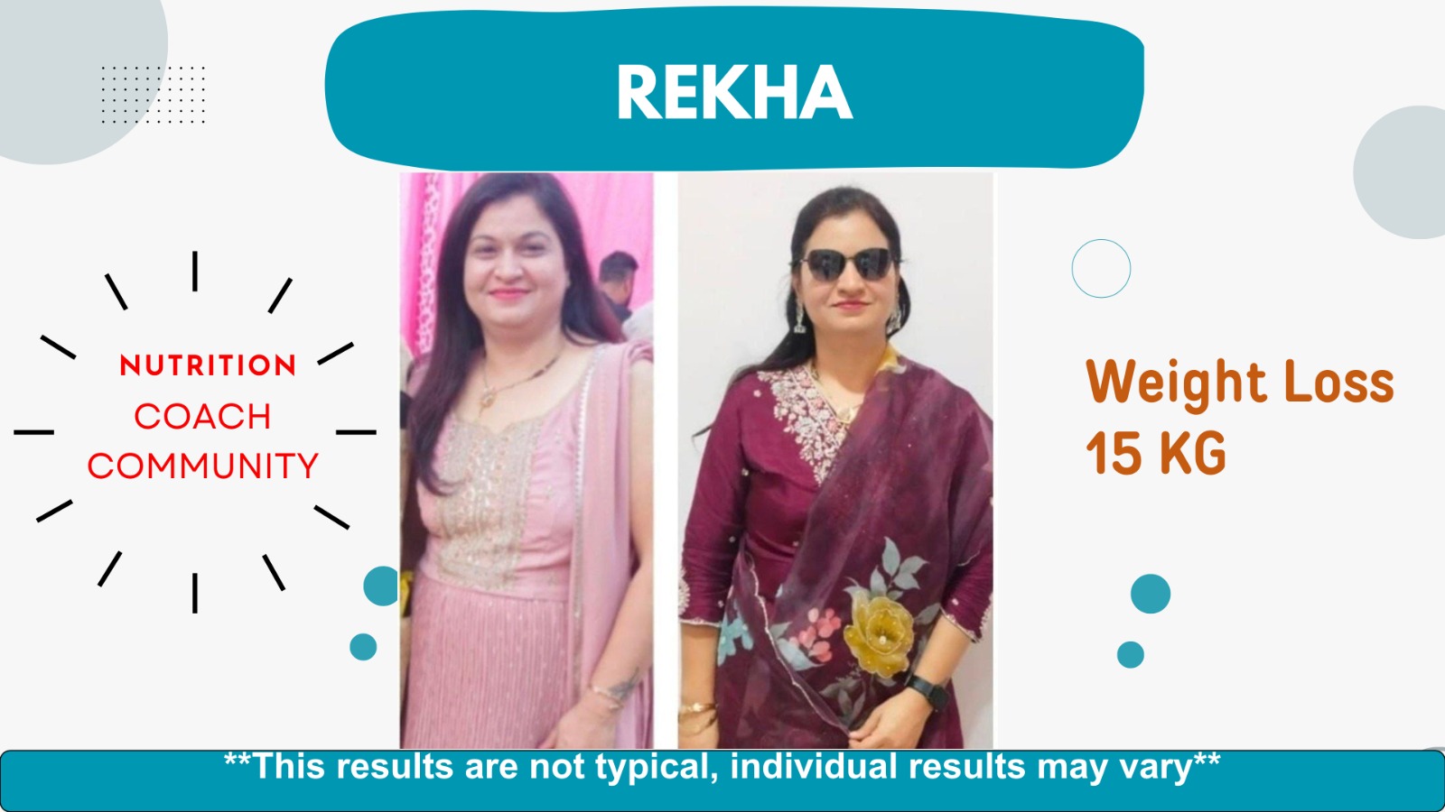 Rekha transformation — Weight Loss 15 KG